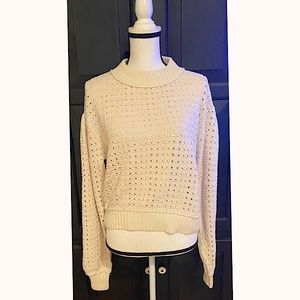 Free People Cream Crop Mock Turtleneck Sweater M